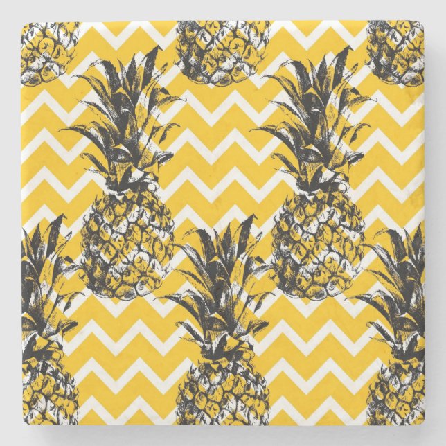 Pineapple Zigzags Stone Coaster (Front)