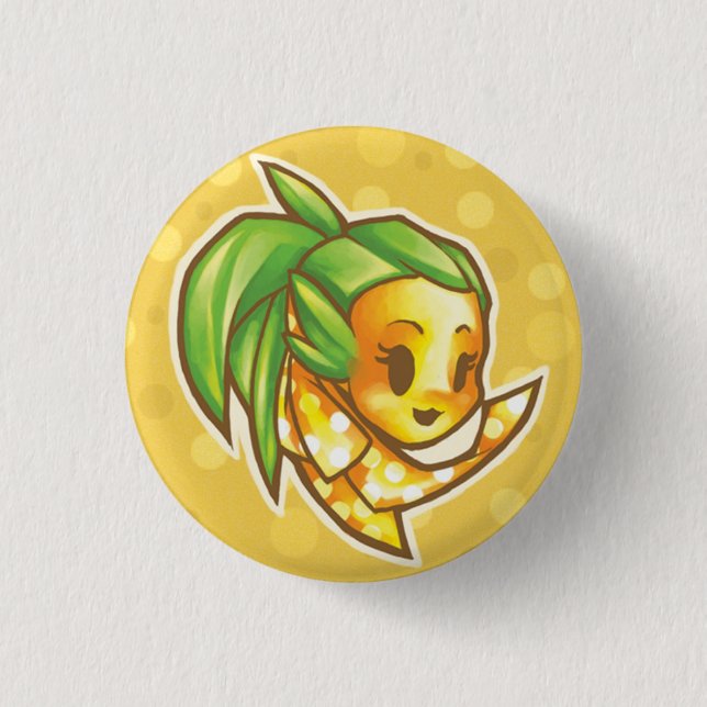 PineappleChibiHead Pinback Button (Front)