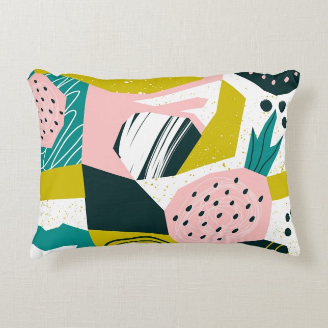 Pineapples Abstract: Colorful Seamless Patchwork Accent Pillow (Front)