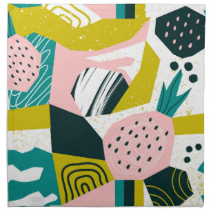 Pineapples Abstract: Colorful Seamless Patchwork Cloth Napkin