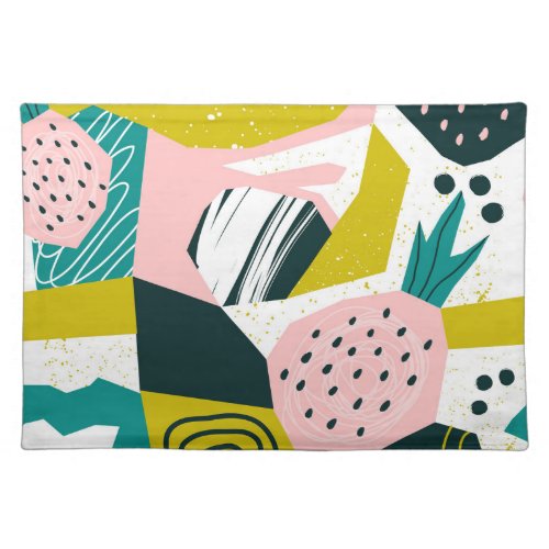 Pineapples Abstract Colorful Seamless Patchwork Cloth Placemat