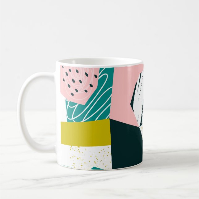 Pineapples Abstract: Colorful Seamless Patchwork Coffee Mug (Left)