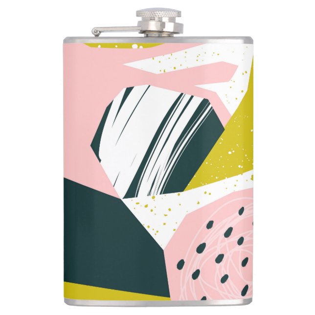 Pineapples Abstract: Colorful Seamless Patchwork Flask (Front)