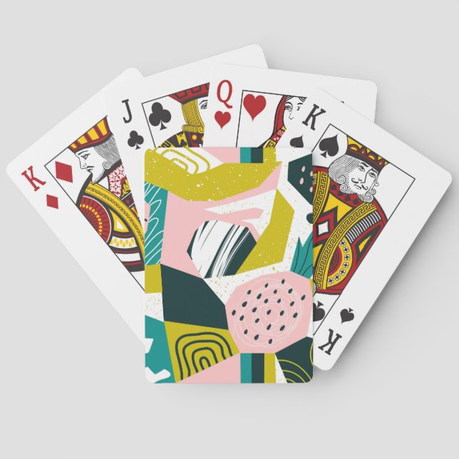 Pineapples Abstract: Colorful Seamless Patchwork Poker Cards (Back)