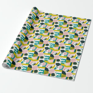 Pineapples Abstract: Colorful Seamless Patchwork Wrapping Paper