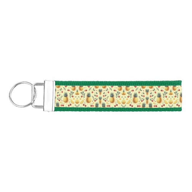 Pineapples and Cherries Wrist Keychain (Keys on Left)