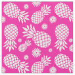 Pineapples and flowers pink white pattern fabric