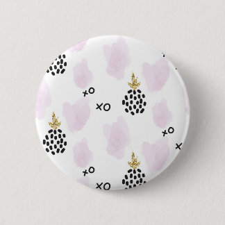 Pineapples and pink leopard print. XOXO Pinback Button