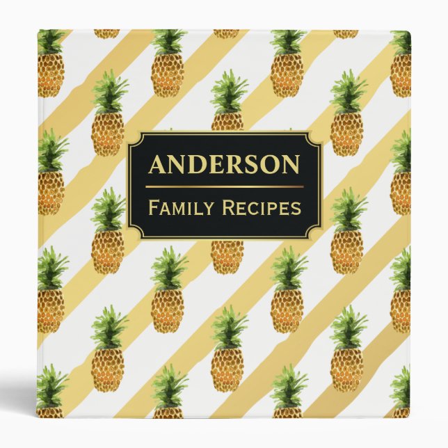 Pineapples and Stripes Family Recipes Binder (Front)