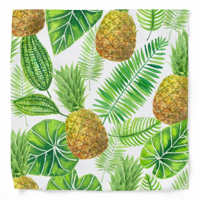 Pineapples and tropical leaves bandana (Front)