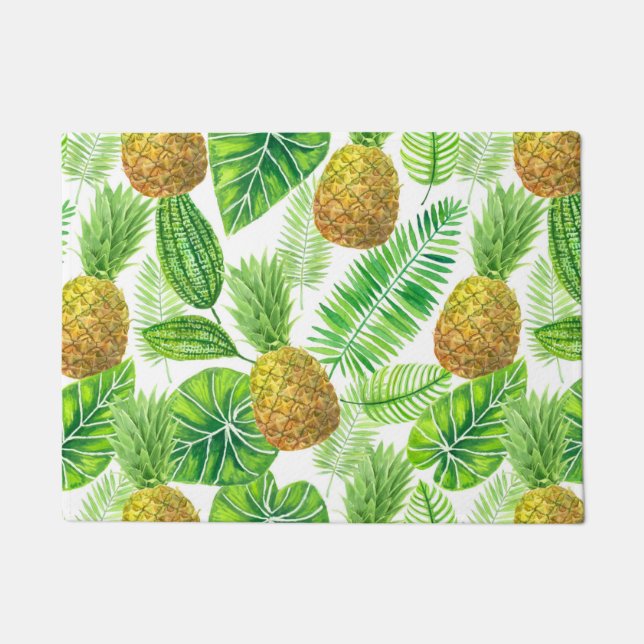 Pineapples and tropical leaves doormat (Front)