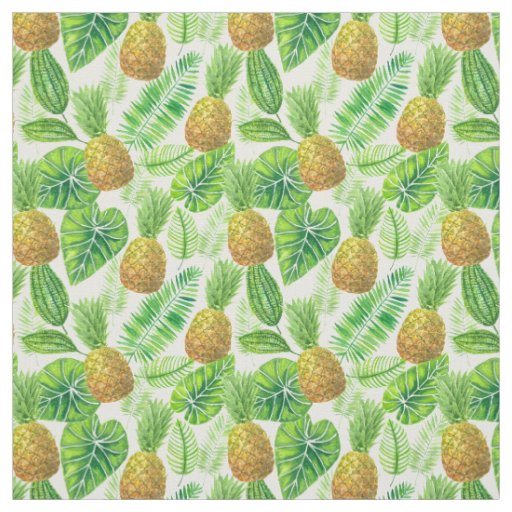 Pineapples and tropical leaves fabric
