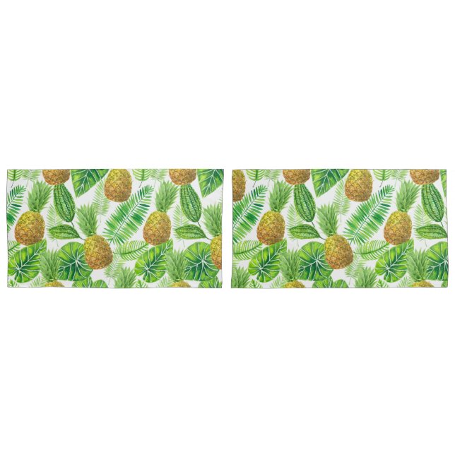 Pineapples and tropical leaves pillow case (Front-Set)