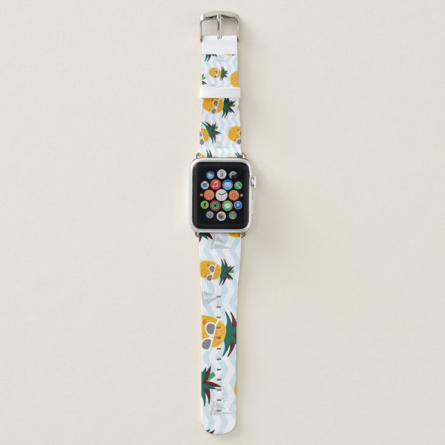 Pineapples, boat: cute ocean pattern. apple watch band (Front)