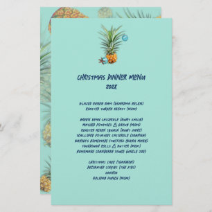 Pineapples Christmas Family Dinner Party Menu
