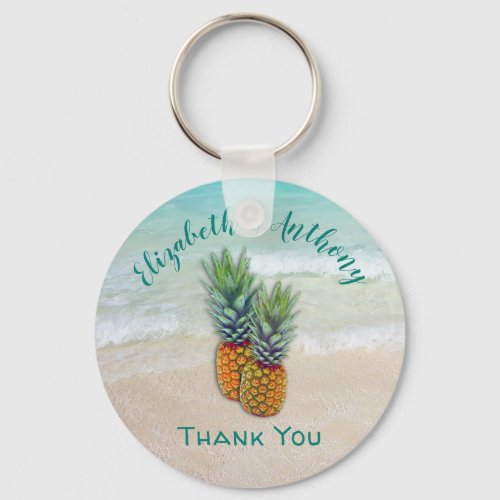 Pineapples Custom Wedding Favor Key Ring