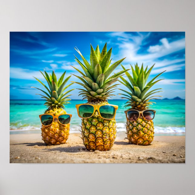 Pineapples in stylish sunglasses poster (Front)