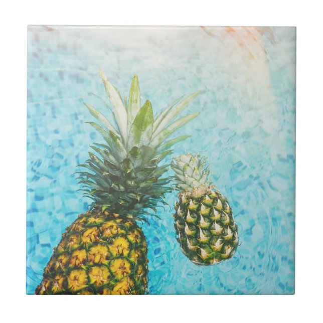 Pineapples in Swimming Pool Ceramic Tile (Front)