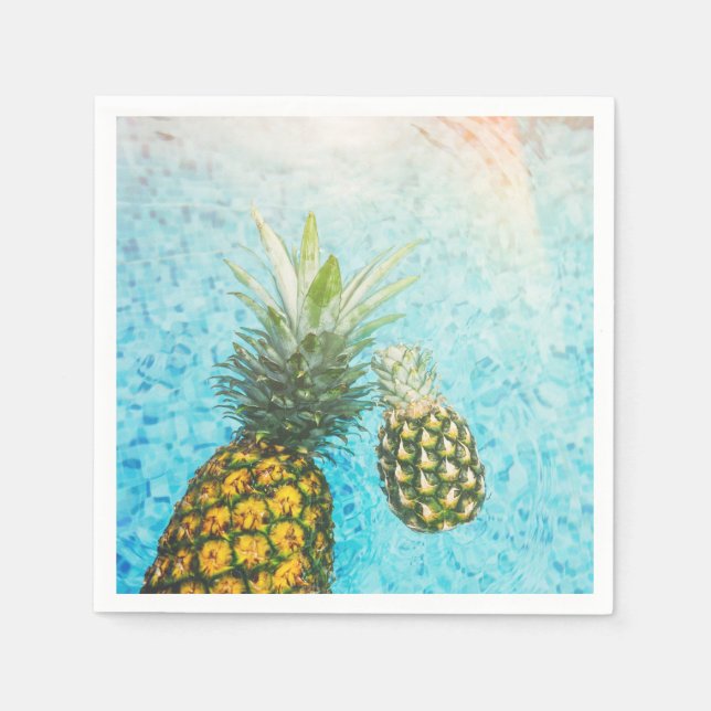 Pineapples in Swimming Pool Paper Napkins (Front)