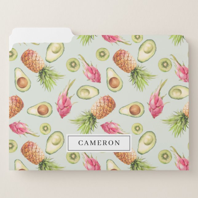 Pineapples Kiwi Avocado Dragon Fruit Pattern File Folder (Front Left)