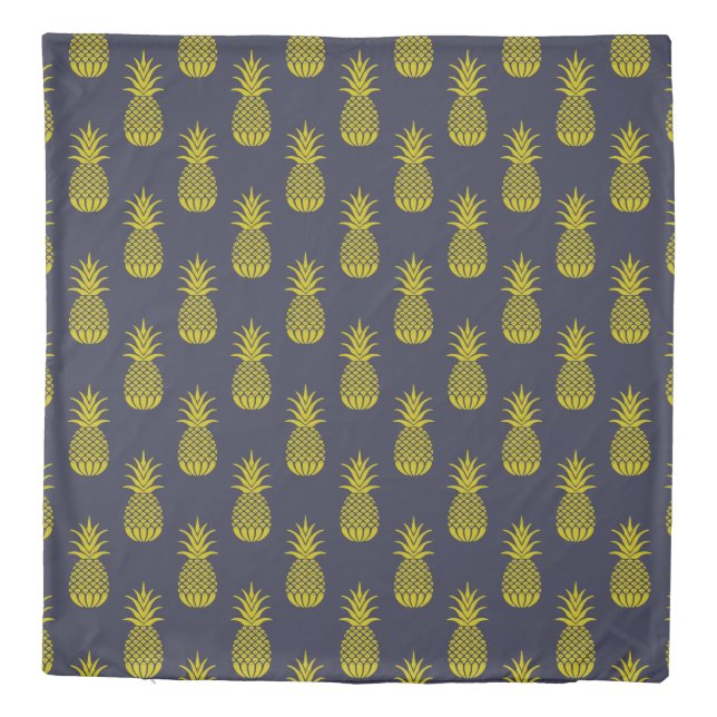 Pineapples Navy Blue Duvet Cover (Back)