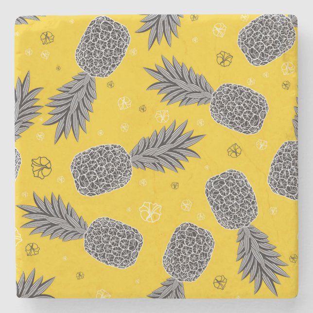 Pineapples On Gold 2 Stone Coaster (Front)
