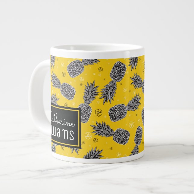 Pineapples On Gold | Add Your Name Large Coffee Mug (Front Left)
