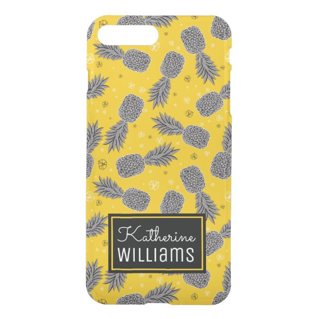 Pineapples On Gold | Add Your Name Uncommon iPhone Case (Back)