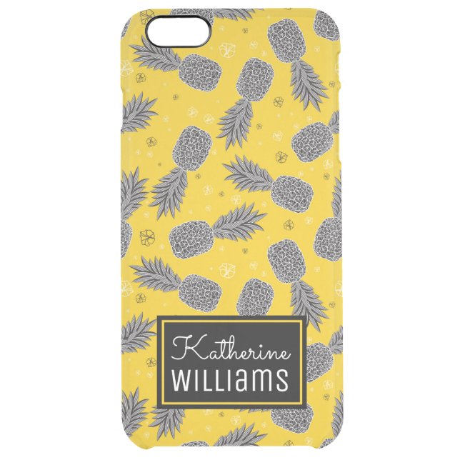 Pineapples On Gold | Add Your Name Uncommon iPhone Case (Back)