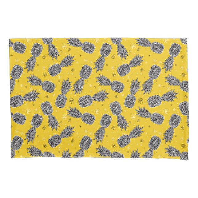 Pineapples On Gold Pillow Case (Front-Left)