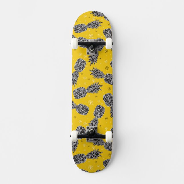 Pineapples On Gold Skateboard Deck (Front)