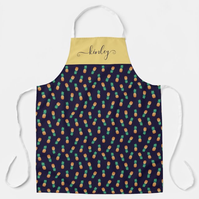 Pineapples On Navy Apron (Front)