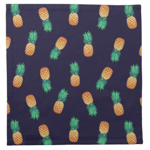 Pineapples On Navy Napkin