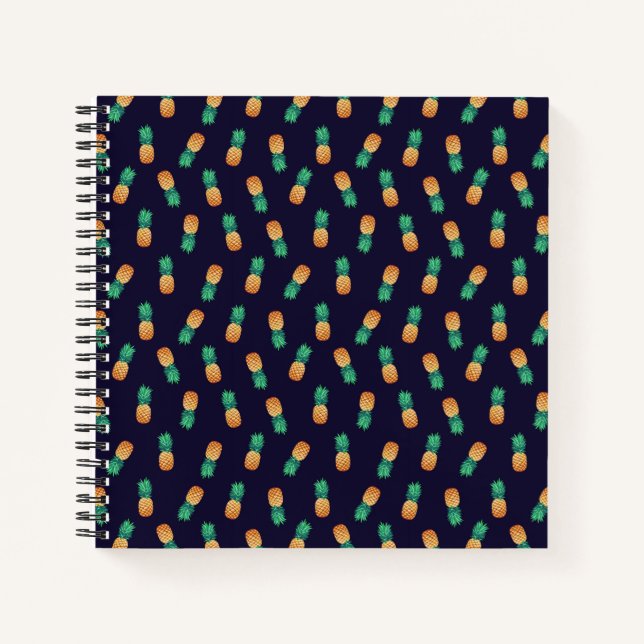 Pineapples On Navy Notebook (Front)
