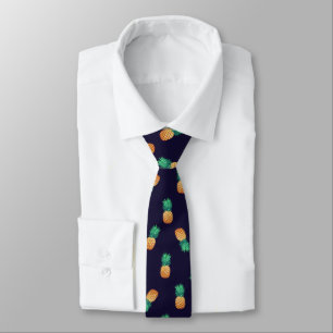 Pineapples On Navy Tie