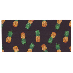 Pineapples On Navy Wood USB Flash Drive