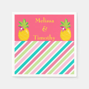 Pineapples on pink background paper napkins