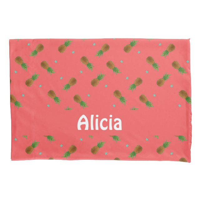 Pineapples on pink pillow case (Front)