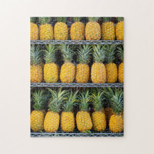 Pineapples on Shelf Fruit Photography Custom Text Jigsaw Puzzle