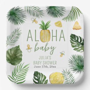 Pineapples & Pacifiers Aloha Baby Shower Green Paper Plates