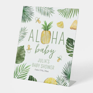 Pineapples & Pacifiers Aloha Baby Shower Green Pedestal Sign