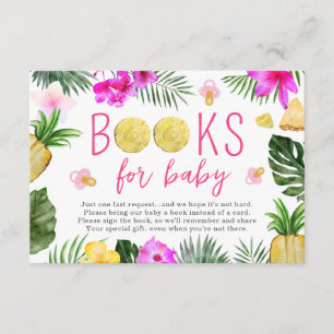 Pineapples & Pacifiers Books For Baby Shower Pink Enclosure Card