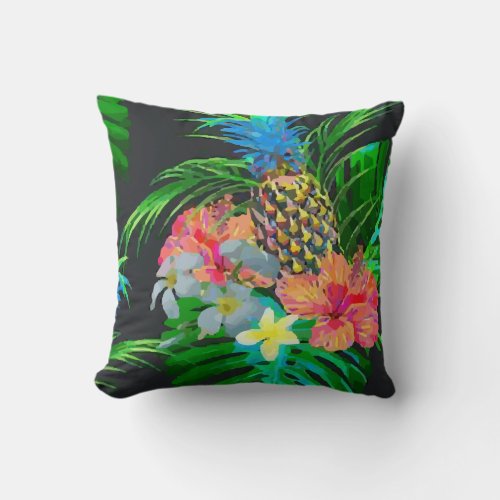 Pineapples Palm Beach Leaves Throw Pillow