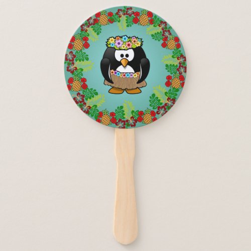 Pineapples Penguins Hawaiian Oh My Hand Fan