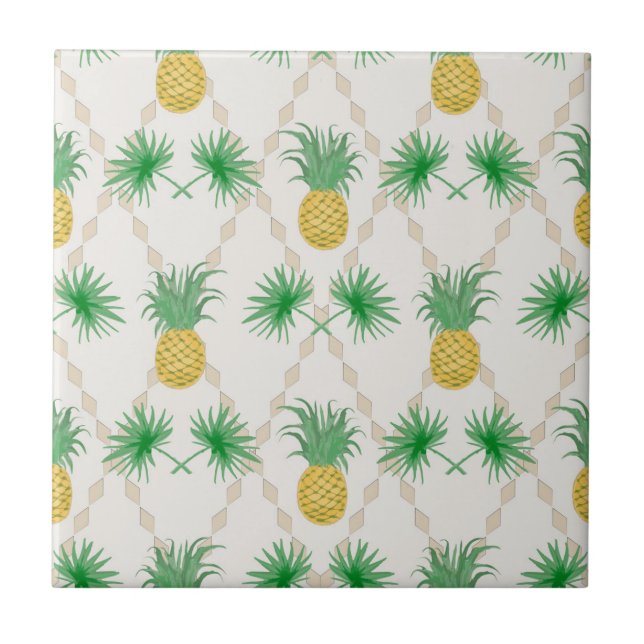 Pineapples, retro ceramic tile (Front)