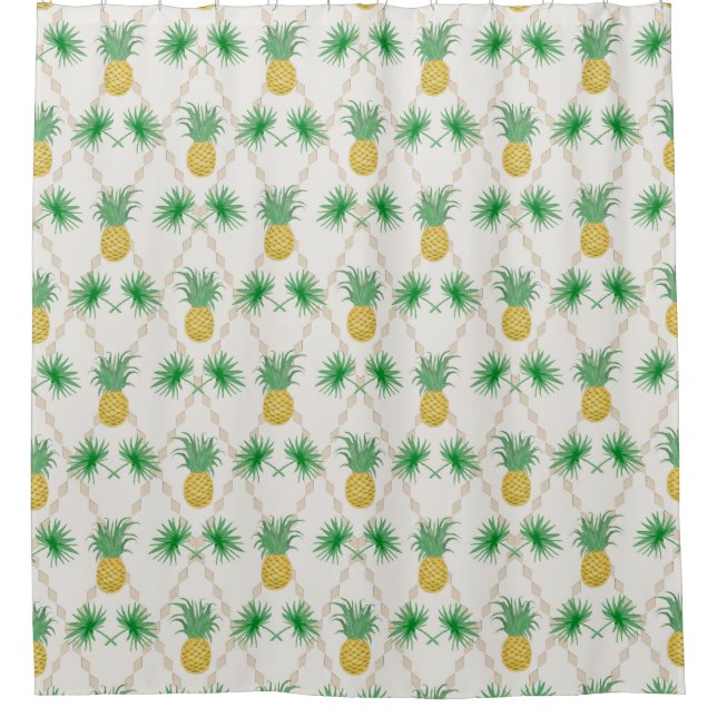 Pineapples, retro shower curtain (Front)
