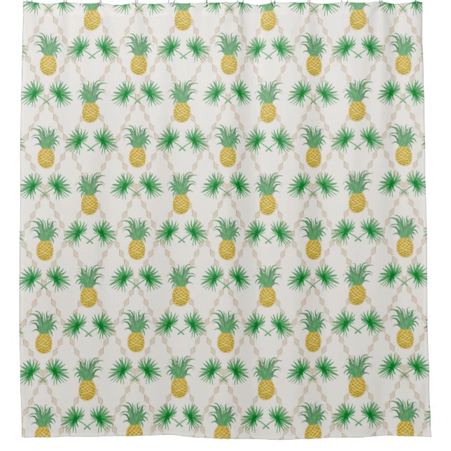 Pineapples, retro shower curtain (Front)