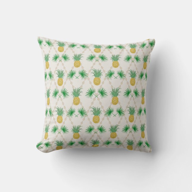 Pineapples, retro throw pillow (Front)