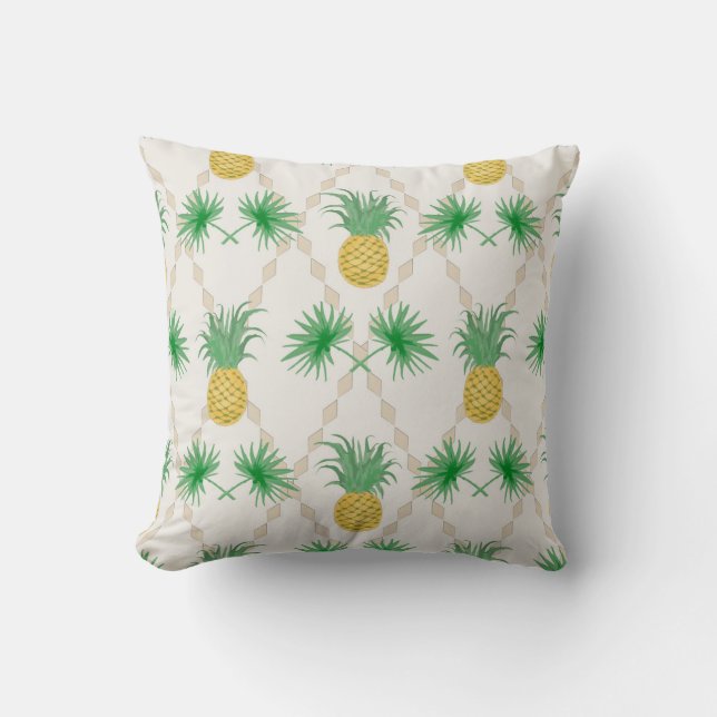 Pineapples, retro throw pillow (Front)