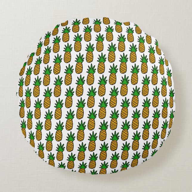 Pineapples Round Pillow (Front)